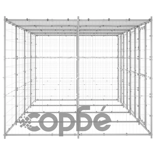 Външна клетка за кучета с покрив, поцинкована стомана, 9,68 м² ➤ топ цена ➤ sorbe.bg