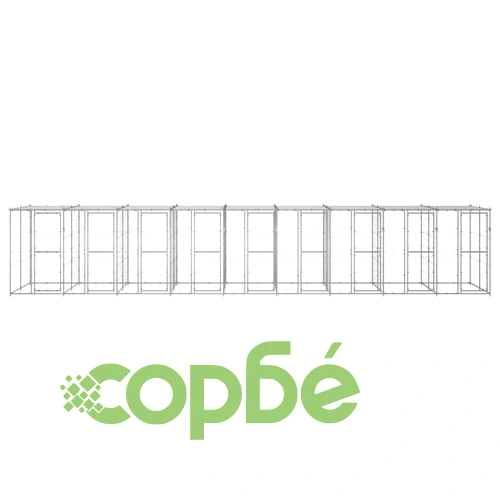 Външна клетка за куче с покрив, поцинкована стомана, 21,78 м² ➤ топ цена ➤ sorbe.bg