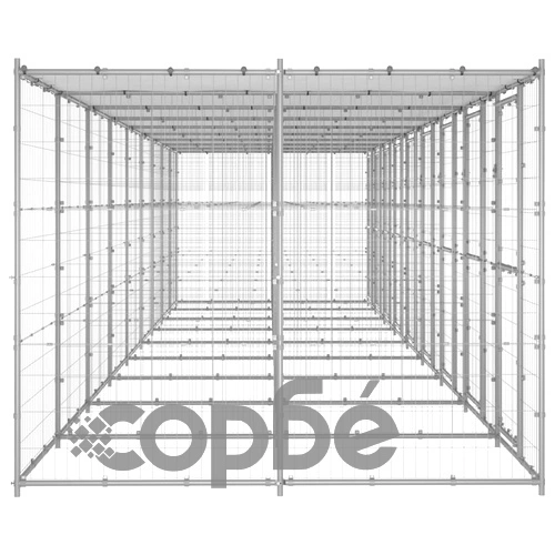Външна клетка за куче с покрив, поцинкована стомана, 21,78 м² ➤ топ цена ➤ sorbe.bg
