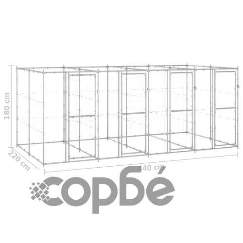 Външна клетка за куче, поцинкована стомана, 9,68 м² ➤ топ цена ➤ sorbe.bg
