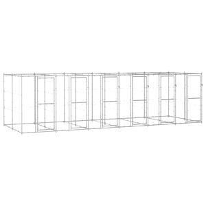 Външна клетка за куче, поцинкована стомана, 14,52 м²
