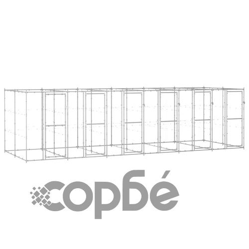 Външна клетка за куче, поцинкована стомана, 14,52 м² ➤ топ цена ➤ sorbe.bg