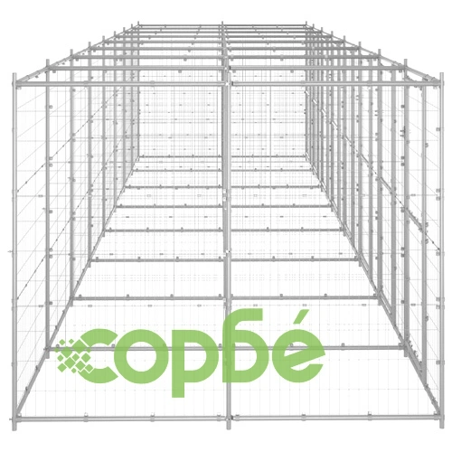Външна клетка за куче, поцинкована стомана, 19,36 м² ➤ топ цена ➤ sorbe.bg
