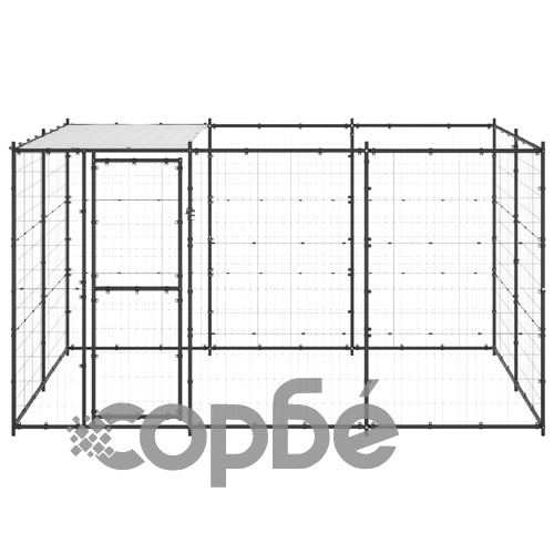 Външна клетка за кучета с покрив, стомана, 7,26 м² ➤ топ цена ➤ sorbe.bg