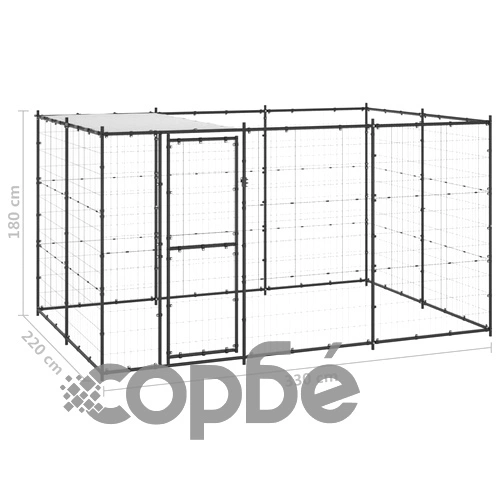 Външна клетка за кучета с покрив, стомана, 7,26 м² ➤ топ цена ➤ sorbe.bg