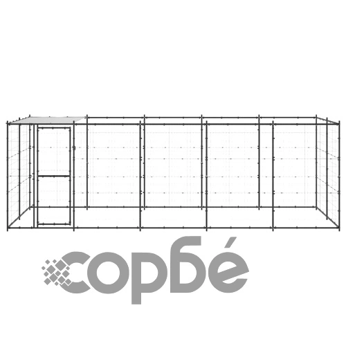 Външна клетка за кучета с покрив, стомана, 12,1 м² ➤ топ цена ➤ sorbe.bg