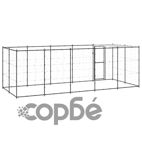 Външна клетка за кучета с покрив, стомана, 12,1 м² ➤ топ цена ➤ sorbe.bg