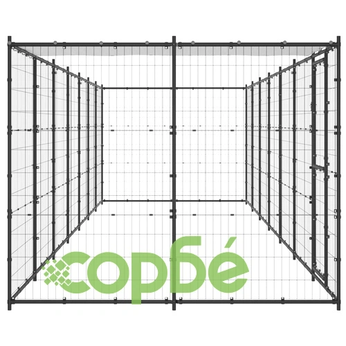 Външна клетка за кучета с покрив, стомана, 16,94 м² ➤ топ цена ➤ sorbe.bg