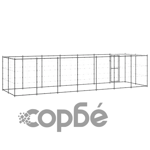 Външна клетка за кучета с покрив, стомана, 16,94 м² ➤ топ цена ➤ sorbe.bg