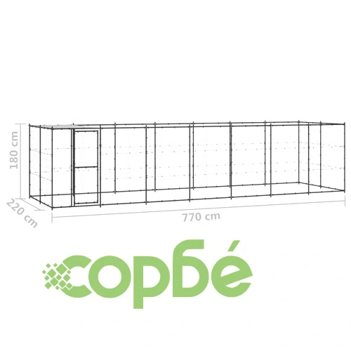 Външна клетка за кучета с покрив, стомана, 16,94 м² ➤ топ цена ➤ sorbe.bg