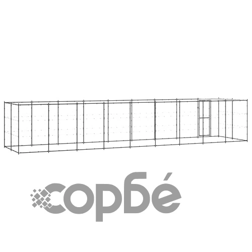 Външна клетка за кучета с покрив, стомана, 21,78 м² ➤ топ цена ➤ sorbe.bg