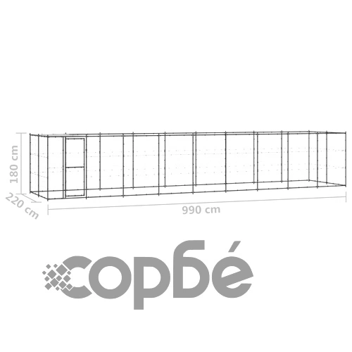 Външна клетка за кучета с покрив, стомана, 21,78 м² ➤ топ цена ➤ sorbe.bg