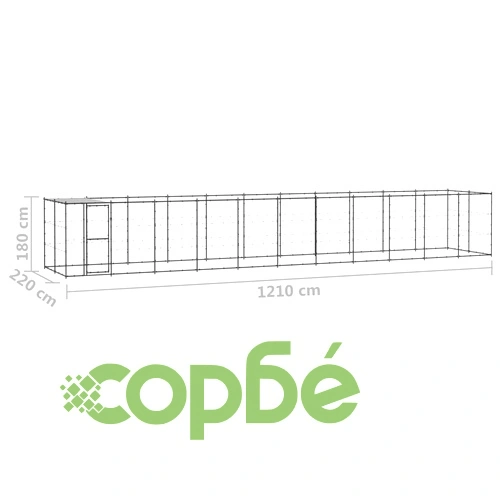 Външна клетка за кучета с покрив, стомана, 26,62 м² ➤ топ цена ➤ sorbe.bg