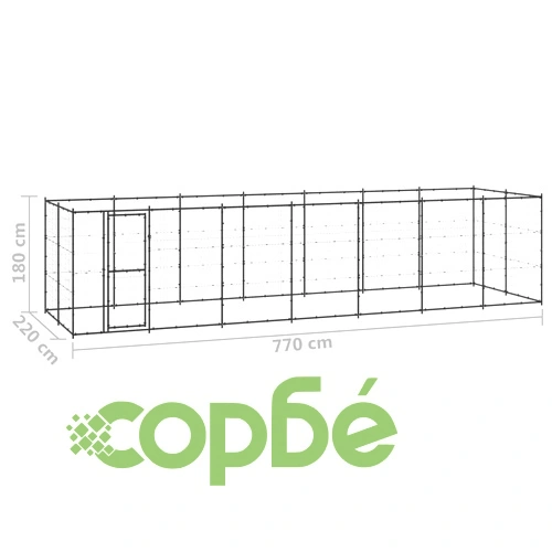 Външна клетка за кучета, стомана, 16,94 м² ➤ топ цена ➤ sorbe.bg