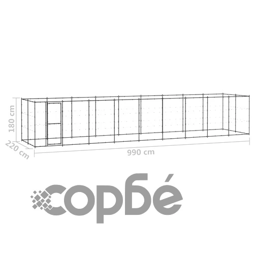 Външна клетка за кучета, стомана, 21,78 м² ➤ топ цена ➤ sorbe.bg