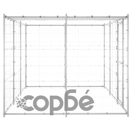 Външна клетка за кучета с покрив, поцинкована стомана, 7,26 м² ➤ топ цена ➤ sorbe.bg