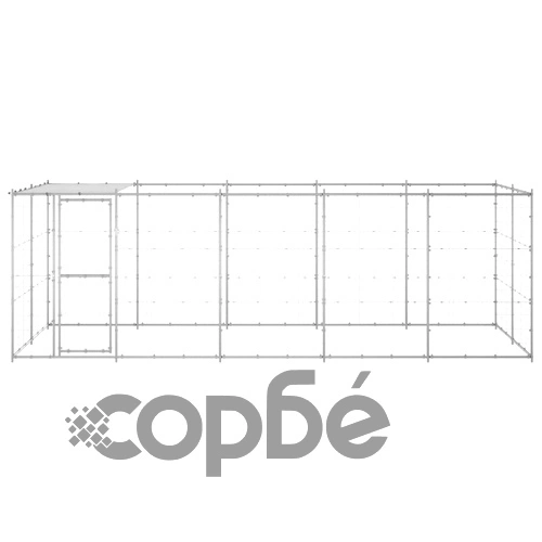 Външна клетка за куче с покрив, поцинкована стомана, 12,1 м² ➤ топ цена ➤ sorbe.bg