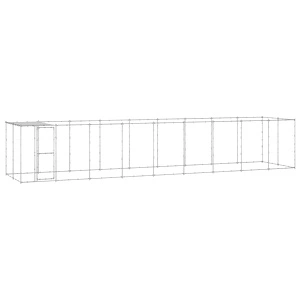 Външна клетка за куче с покрив, поцинкована стомана, 21,78 м²