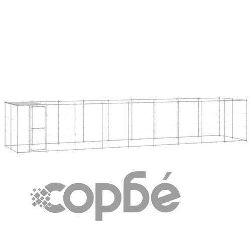 Външна клетка за куче с покрив, поцинкована стомана, 21,78 м² ➤ топ цена ➤ sorbe.bg