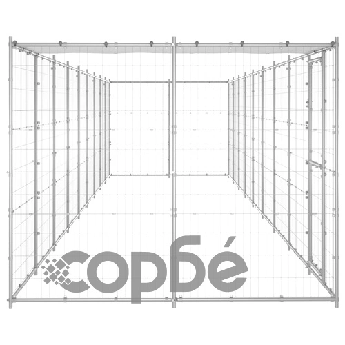 Външна клетка за куче с покрив, поцинкована стомана, 21,78 м² ➤ топ цена ➤ sorbe.bg
