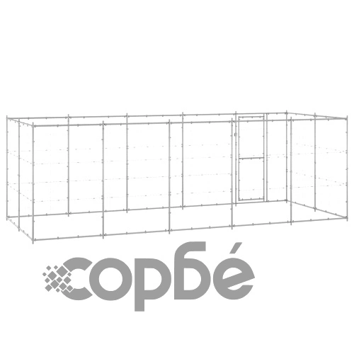 Външна клетка за куче, поцинкована стомана, 12,1 м² ➤ топ цена ➤ sorbe.bg
