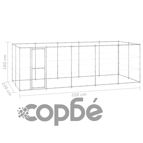 Външна клетка за куче, поцинкована стомана, 12,1 м² ➤ топ цена ➤ sorbe.bg