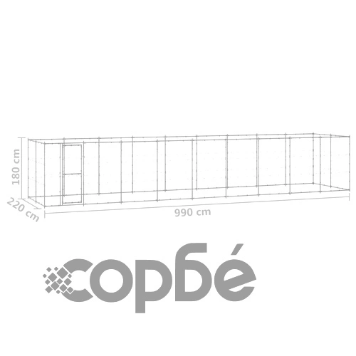 Външна клетка за куче, поцинкована стомана, 21,78 м² ➤ топ цена ➤ sorbe.bg