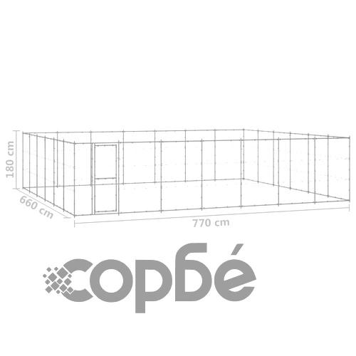 Външна клетка за куче, поцинкована стомана, 50,82 м² ➤ топ цена ➤ sorbe.bg