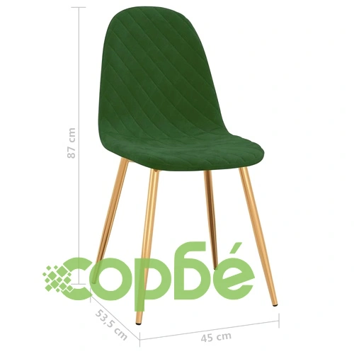 Трапезни столове, 6 бр, тъмнозелени, кадифе ➤ топ цена ➤ sorbe.bg