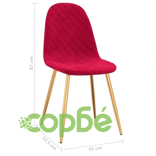 Трапезни столове, 6 бр, виненочервени, кадифе ➤ топ цена ➤ sorbe.bg
