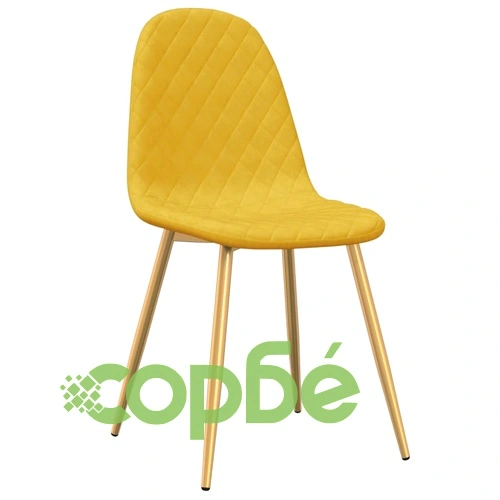 Трапезни столове, 6 бр, горчица, кадифе ➤ топ цена ➤ sorbe.bg