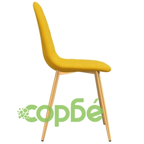 Трапезни столове, 6 бр, горчица, кадифе ➤ топ цена ➤ sorbe.bg