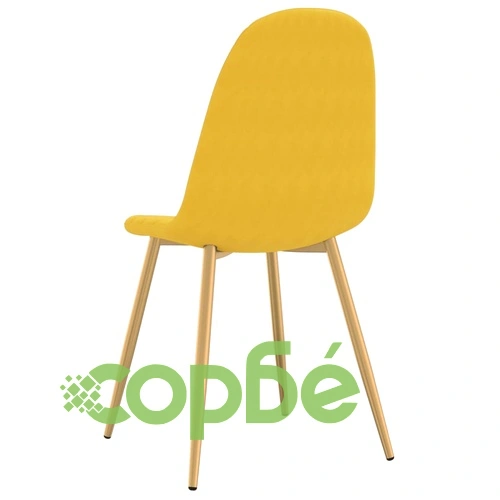 Трапезни столове, 6 бр, горчица, кадифе ➤ топ цена ➤ sorbe.bg