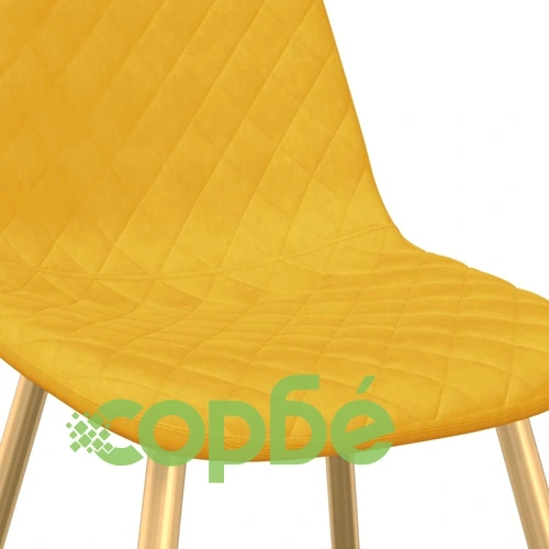 Трапезни столове, 6 бр, горчица, кадифе ➤ топ цена ➤ sorbe.bg