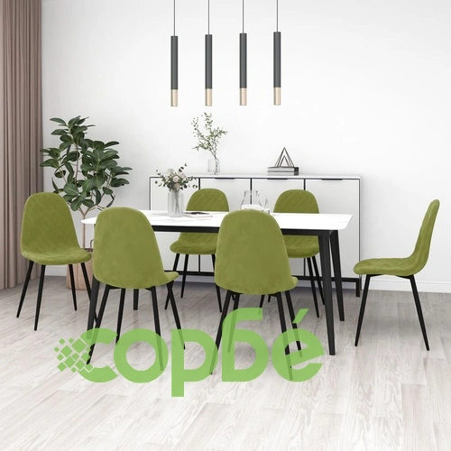 Трапезни столове, 6 бр, светлозелени, кадифе ➤ топ цена ➤ sorbe.bg