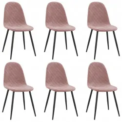 Трапезни столове, 6 бр, розови, кадифе