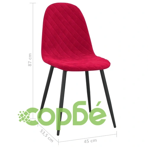 Трапезни столове, 6 бр, виненочервени, кадифе ➤ топ цена ➤ sorbe.bg