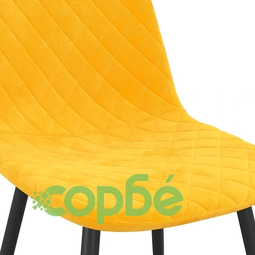 Трапезни столове, 6 бр, горчица, кадифе ➤ топ цена ➤ sorbe.bg