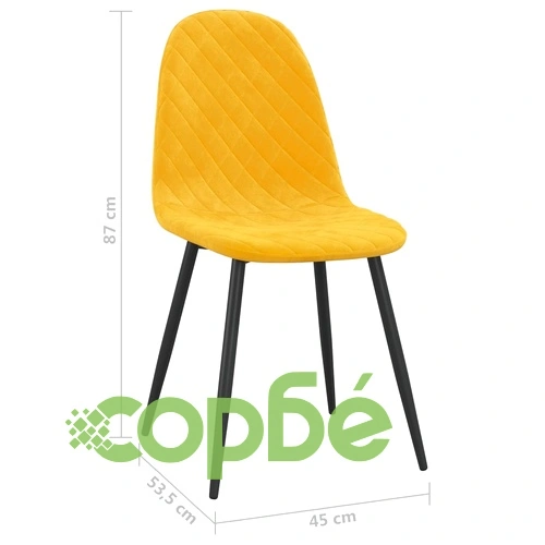 Трапезни столове, 6 бр, горчица, кадифе ➤ топ цена ➤ sorbe.bg