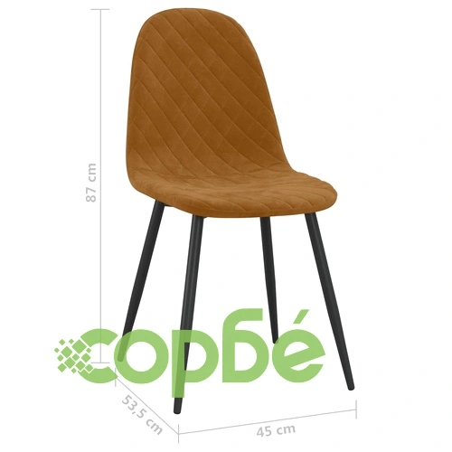 Трапезни столове, 6 бр, кафяви, кадифе ➤ топ цена ➤ sorbe.bg