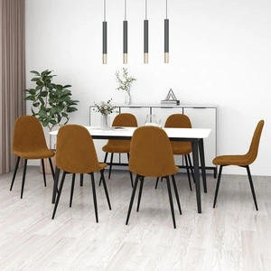 Трапезни столове, 6 бр, кафяви, кадифе