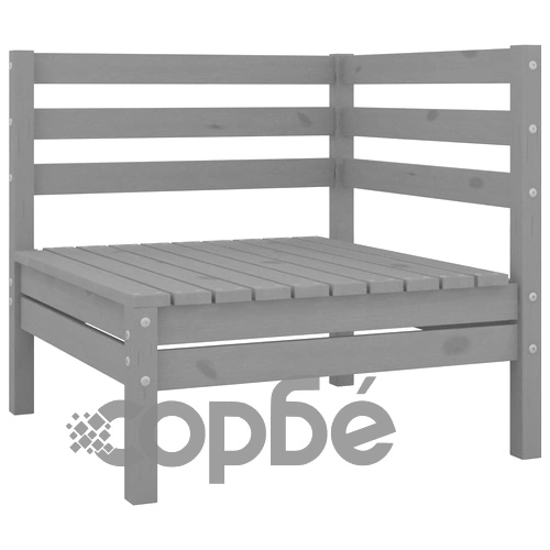 Градински лаундж комплект, 8 части, сив, бор масив ➤ топ цена ➤ sorbe.bg