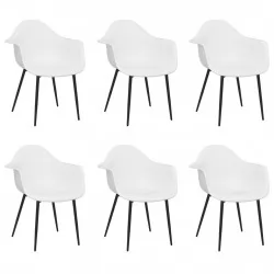 Трапезни столове, 6 бр, бели, PP