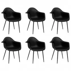 Трапезни столове, 6 бр, черни, PP