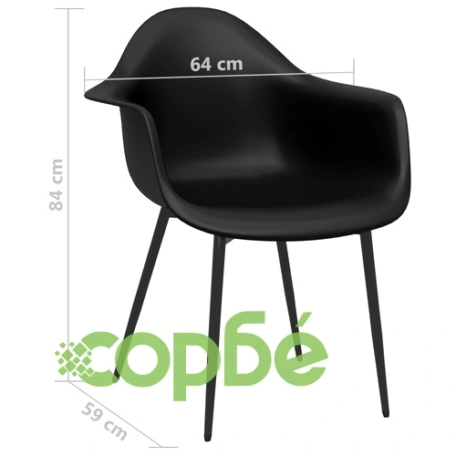 Трапезни столове, 6 бр, черни, PP ➤ топ цена ➤ sorbe.bg