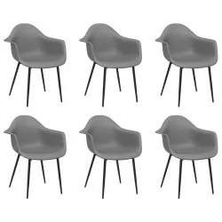 Трапезни столове, 6 бр, сиви, PP
