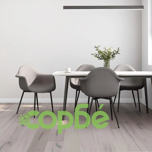 Трапезни столове, 4 бр, светлосиви, текстил ➤ топ цена ➤ sorbe.bg