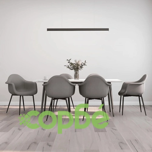 Трапезни столове, 6 бр, светлосиви, плат ➤ топ цена ➤ sorbe.bg