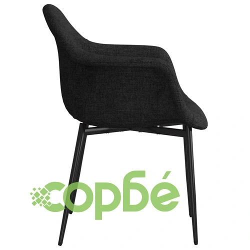 Трапезни столове, 6 бр, черни, текстил ➤ топ цена ➤ sorbe.bg