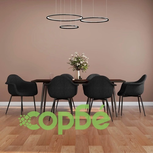 Трапезни столове, 6 бр, черни, текстил ➤ топ цена ➤ sorbe.bg